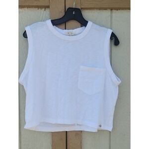 rag & bone Mini Slub Pocket Tank Organic Cotton Top Rich Mom Minimalist White